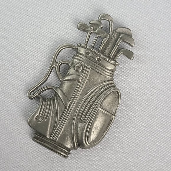 Vintage Jewelry - Silver Tone Golf Clubs Golf Lovers Brooch